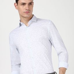 Peter England Men Abstract Printed Slim Fit Opaque Formal Shirt-image-37