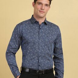 Allen Solly Men Spread Collar Floral Printed Cotton Slim Fit Formal Shirt-image-99