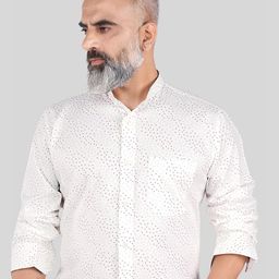 FRENCH CROWN Standard Fit Geometric Printed Twill Cotton Formal Shirt-image-46