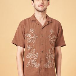 7 Alt by Pantaloons Textured Embroidered Casual Cotton Shirt-image-3