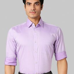 Raymond Men Lavender Solid Cotton Formal Shirt-image-12