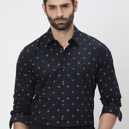 Mufti Trim Slim Fit Printed Pure Cotton Casual Shirt-image-68