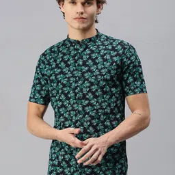 SHOWOFF Men Black Floral Printed Slim Fit Cotton Casual Shirt-image-70