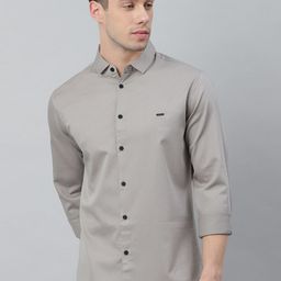 Dennis Lingo Men Grey Slim Fit Opaque Cotton Casual Shirt-image-16