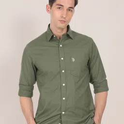 U S Polo Assn Men Green Cotton Casual Shirt-image-96