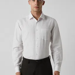 Van Heusen Micro Checked Linen Cotton Formal Shirt-image-10