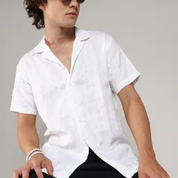 Campus Sutra Classic Abstract Embroidered Casual Shirt-image-21