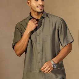DENNISON Self Design Embroidered Smart Casual Shirt image 2