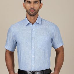 JADE BLUE Self Design Linen Formal Shirt-image-56