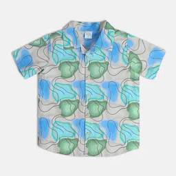 MINI KLUB Boys Classic Abstract Printed Cuban Collar Cotton Casual Shirt-image-72
