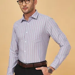 Peregrine by Pantaloons Slim Fit Opaque Striped Cotton Formal Shirt-picture-21
