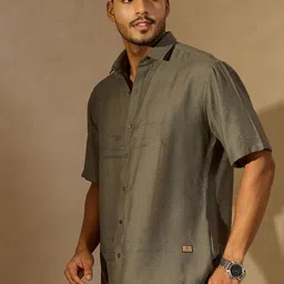 DENNISON Self Design Embroidered Smart Casual Shirt image 4