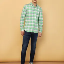 Wrangler Spread Collar Tartan Checked Regular Fit Cotton Casual Shirt-image-10