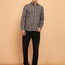 Wrangler Tartan Checked Spread Collar Twill Casual Cotton Shirt-image-57
