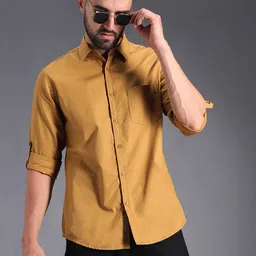 High Star Classic Roll Up Sleeves Pure Cotton Casual Shirt-picture-3