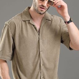 HERE&NOW Self Design Corduroy Weave Oversized Casual Shirt-picture-24