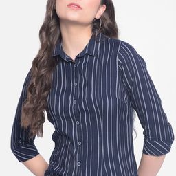 Crimsoune Club Vertical Striped Spread Collar Cotton Casual Shirt-image-55