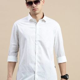 SHOWOFF Standard Slim Fit Micro Ditsy Printed Spread Collar Cotton Casual Shirt-image-78