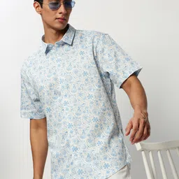 SHOWOFF Standard Ethnic Motifs Printed Twill Cotton Slim Fit Casual Shirt-image-96