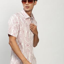 SHOWOFF Standard Slim Fit Ethnic Motifs Printed Twill Weave Cotton Casual Shirt-image-26