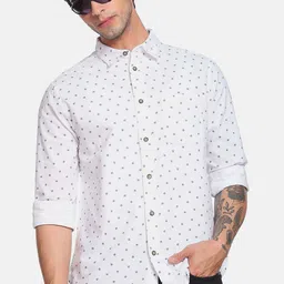 Flying Machine Geometric Print Oxford Casual Shirt-picture-4