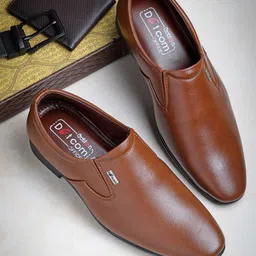 Action Men Textured Round Toe Formal Slip-On Shoes-image-65