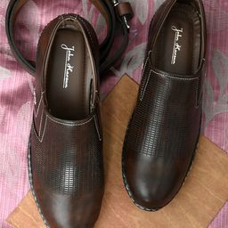 John Karsun Men Brown Textured Slip-On Shoes-image-29