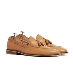 GRIFFIN Men Camel Brown Leather Loafers-image-75