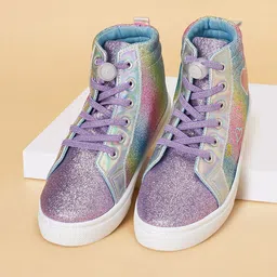 Pantaloons Junior Girls Textured Comfort Insole Contrast Sole Lace-Up Sneakers-image-72