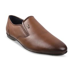 Mochi Men Tan Brown Solid Leather Formal Slip-On Shoes-image-33
