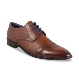 Mochi Men Tan-Brown Textured Leather Formal Derbys-image-77