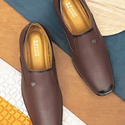 HERE&NOW Men Brown Slip-On Formal Loafers-picture-32