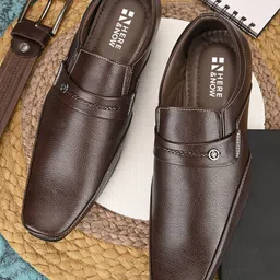 HERE&NOW Men Brown Slip-Ons Loafers Formal Shoes-picture-57