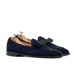 GRIFFIN Men Navy Blue Textured Suede Loafers-image-62