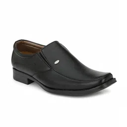 Sir Corbett Men Black Textured Formal Slip-Ons-image-4