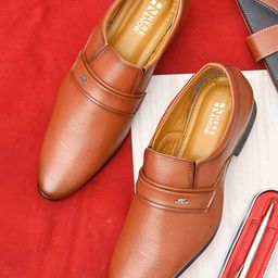 HERE&NOW Men Textured Loafers Formal Shoes-image-11