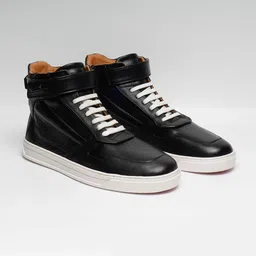 ZEESH Men Round Toe Lightweight Leather Sneakers-picture-34