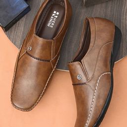 HERE&NOW Men Tan Loafers Formal Shoes-picture-40