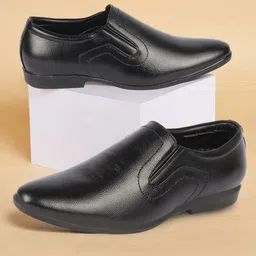 FAUSTO Men Textured Leather Formal Slip-On Shoes-image-91