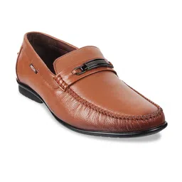 Mochi Men Tan Brown Solid Leather Formal Loafers-image-83