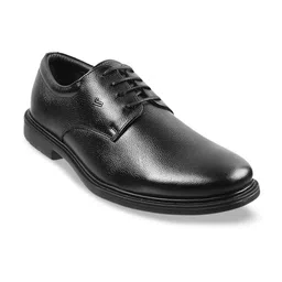 DAVINCHI Men Black Solid Leather Formal Derbys-image-72