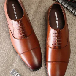 pelle albero Men Tan-Brown Solid Leather Formal Oxfords-image-59