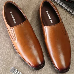 pelle albero Men Tan Brown Solid Formal Slip-On Shoes-image-18