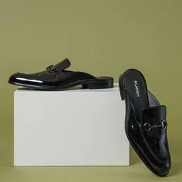 Ruosh Men Leather Buckle Detail Mules-image-38