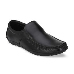 Fentacia Men Black Solid Leather Formal Slip-Ons-image-59