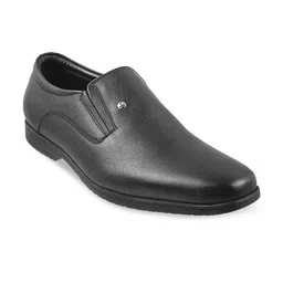 Mochi Men Black Textured Leather Formal Slip-On Shoes-image-29