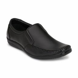 Fentacia Men Black Solid Pure Genuine Leather Formal Slip-On Shoes-image-57