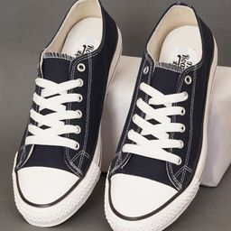 The Roadster Lifestyle Co. Men Navy Blue Textured Comfort Insole Canvas Lace-Up Sneakers-image-17