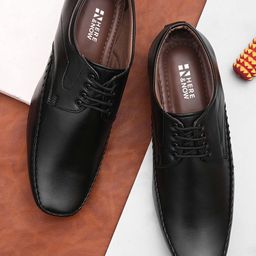 HERE&NOW Men Black Derbys Formal Shoes-image-31