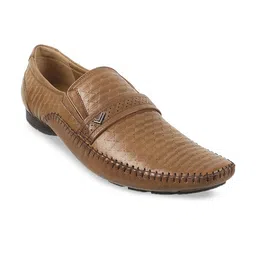 DAVINCHI Men Textured Round Toe Leather Formal Loafers-image-18